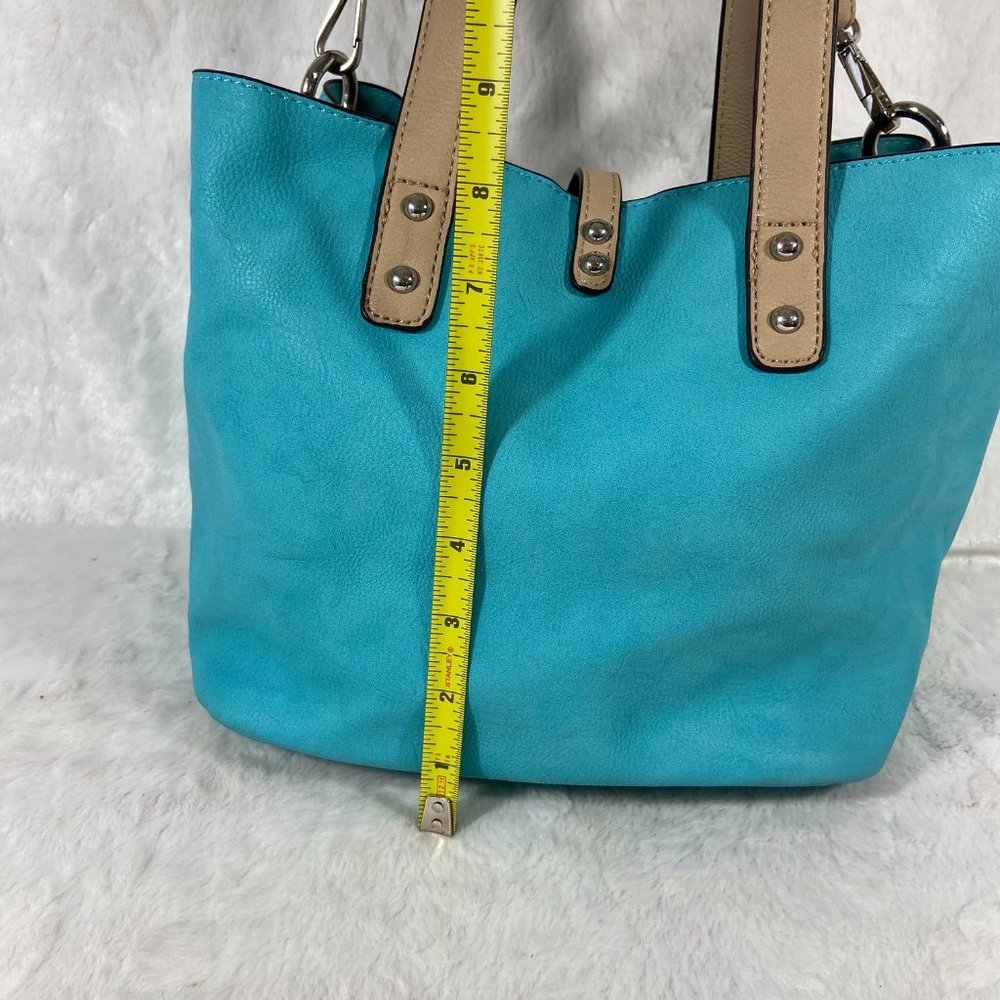 CBOCS Vegan Convertible Turquoise Blue bag accessory bag Purse dual handle - Picture 5 of 10